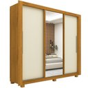 Ver imagem 2 de Guarda-Roupa Casal 3 Portas com 1 Porta Espelho com Pés 100% MDF Roma