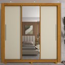 Ver mais imagens de Guarda-Roupa Casal 3 Portas com 1 Porta Espelho com Pés 100% MDF Roma