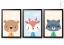 Ver imagem 1 de 3 Quadros Decorativos Infantil Animais do Bosque Floresta:preta