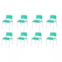 Ver imagem 1 de Kit 8 Cadeira Iso Infantil Creche, Base Branco Verde Água