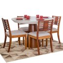 Ver imagem 1 de Conjunto Mesa Sala Jantar Laqueada Redonda 1.20 Mt com 4 Cadeiras de Madeira Design Ferrugine