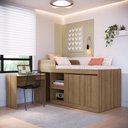 Ver imagem 5 de Cama de Solteiro Alta com Escrivaninha e 2 Portas para Colchão 188x78cm Multimóveis Cr40149 Mel
