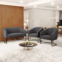 Ver imagem 7 de Sofá Namoradeira e 2 Poltronas Base Industrial Preto Stella Bouclê D03 - D'Rossi Cor Grafite