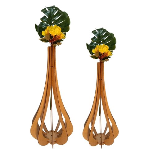 Vaso de Chão Decorativo Grande Mdf Ibiza:mdf Cru/kit com 2 - 90x42cm e 60x30cm