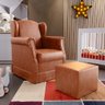 Poltrona De Amamentação Com Balanço E Puff Elisa P02 Couríssimo Camel - Lyam Decor - 2