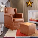 Ver imagem 2 de Poltrona De Amamentação Com Balanço E Puff Elisa P02 Couríssimo Camel - Lyam Decor