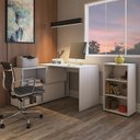 Ver imagem 2 de Mesa Escrivaninha em L Link e Estante Livreiro 45x81cm Lean A06 Branco - Mpozenato
