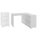 Ver imagem 1 de Mesa Escrivaninha em L Link e Estante Livreiro 45x81cm Lean A06 Branco - Mpozenato