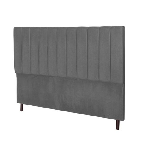 Cabeceira Estofada Cama Box Queen 160cm Chiara Suede Cinza