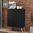 Ver imagem 3 de Aparador Buffet 2 Portas Retrô Veneza Multimóveis V3609 Preto/Natural