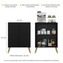 Ver imagem 4 de Aparador Buffet 2 Portas Retrô Veneza Multimóveis V3609 Preto/Natural