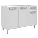 Ver imagem 1 de Balcão Gabinete de Pia Evidence Aço 120cm 3 Portas 1 Gaveta 7022 Branco - Bertolini