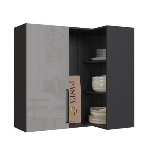 Armário Aéreo Cozinha 96 Cm Diamante 1 Porta Chumbo/titanio - Indékes