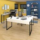 Ver imagem 2 de Conjunto Escritório 3 peças Mesa em L Estante e Aparador Studio Industrial M18 Branco – Mpozenato