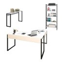 Ver imagem 1 de Conjunto Escritório 3 peças Mesa em L Estante e Aparador Studio Industrial M18 Branco – Mpozenato