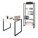 Ver imagem 1 de Conjunto Escritório Mesa 90 e Estante Studio Industrial M18 Branco - Mpozenato