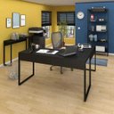 Ver imagem 2 de Conjunto Escritório 3 peças Mesa em L Estante e Aparador Studio Industrial M18 Preto – Mpozenato
