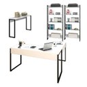 Ver imagem 1 de Conjunto Escritório Mesa em L Aparador e 2 Estantes Studio Industrial M18 Branco – Mpozenato