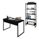 Ver imagem 1 de Conjunto Escritório Mesa 120 e Estante Studio Industrial M18 Preto – Mpozenato