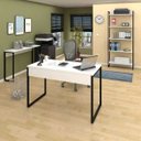 Ver imagem 2 de Conjunto Escritório Mesa 120 Aparador e Estante Studio Industrial M18 Branco - Mpozenato