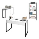 Ver imagem 1 de Conjunto Escritório Mesa 120 Aparador e Estante Studio Industrial M18 Branco - Mpozenato