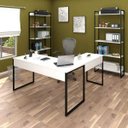 Ver imagem 2 de Conjunto Escritório 3 peças 1 Mesa em L e 2 Estantes Studio Industrial M18 Branco - Mpozenato