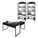 Ver imagem 1 de Conjunto Escritório 3 peças 1 Mesa em L e 2 Estantes Studio Industrial M18 Preto - Mpozenato