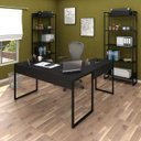 Ver imagem 2 de Conjunto Escritório 3 peças 1 Mesa em L e 2 Estantes Studio Industrial M18 Preto - Mpozenato