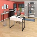 Ver imagem 2 de Conjunto Escritório Mesa 90 Aparador e Estante Studio Industrial M18 Branco– Mpozenato