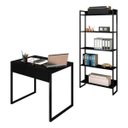 Ver imagem 1 de Conjunto Escritório Mesa 90 e Estante Studio Industrial M18 Preto - Mpozenato
