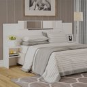 Ver imagem 1 de Cabeceira Extensível em MDF 4 Prateleiras 2 Espelhos Mila Branco