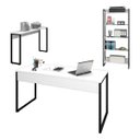 Ver imagem 1 de Conjunto Escritório Mesa 150 Aparador e Estante Studio Industrial M18 Branco - Mpozenato