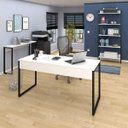 Ver imagem 2 de Conjunto Escritório Mesa 150 Aparador e Estante Studio Industrial M18 Branco - Mpozenato