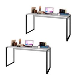 Kit 2 Escrivaninhas Mesas de Escritório Studio Industrial 150 M18 Branco - Mpozenato - 1