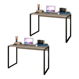 Kit 2 Escrivaninhas Mesas de Escritório Studio Industrial 120 M18 Carvalho Bruma - Mpozenato - 1