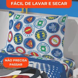 Jogo de Cama Infantil Lepper Liga da Justiça Solteiro 3 Peças Microfibra Azul - 6