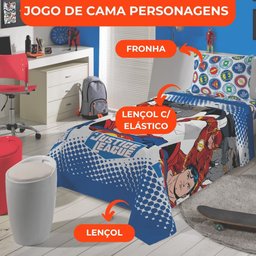 Jogo de Cama Infantil Lepper Liga da Justiça Solteiro 3 Peças Microfibra Azul - 3