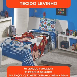 Jogo de Cama Infantil Lepper Liga da Justiça Solteiro 3 Peças Microfibra Azul - 8