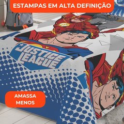 Jogo de Cama Infantil Lepper Liga da Justiça Solteiro 3 Peças Microfibra Azul - 5