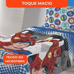 Jogo de Cama Infantil Lepper Liga da Justiça Solteiro 3 Peças Microfibra Azul - 4
