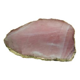 Quartzo Rosa Bandeja + Porta Copos Banho Dourado - 2