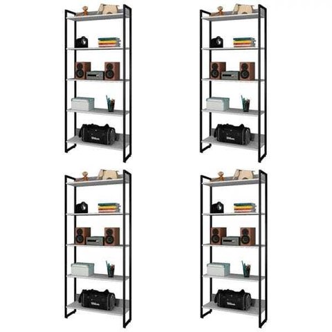 Kit 4 Estantes Livreiro Studio Industrial M18 Branco – Mpozenato