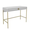 Ver imagem 2 de Escrivaninha Mesa Escritório Luna Pés Dourados 2 Gavetas 100cm Industrial Branco e Dourado