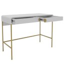 Ver imagem 4 de Escrivaninha Mesa Escritório Luna Pés Dourados 2 Gavetas 100cm Industrial Branco e Dourado