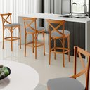 Ver imagem 6 de Banqueta Alta Cozinha Bancada Bar Sala de Jantar Estofada Ávila L02 Suede Cinza - Lyam