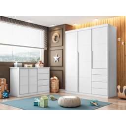 Quarto Completo Infantil Pérola Branco _ Phoenix Baby - 1