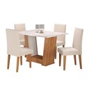 Ver imagem 2 de Mesa de Jantar 4 Lugares Grazi/marte Mel/blonde/linho/bronze - Pnr Móveis