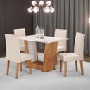 Ver imagem 1 de Mesa de Jantar 4 Lugares Grazi/marte Mel/blonde/linho/bronze - Pnr Móveis