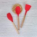 Ver imagem 7 de Jogo de Cozinha 12 Peças Silicone Madeira Colher Espatula Fouet Pegador Escumadeira Concha Talheres 
