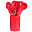 Ver imagem 2 de Jogo de Cozinha 12 Peças Silicone Madeira Colher Espatula Fouet Pegador Escumadeira Concha Talheres 